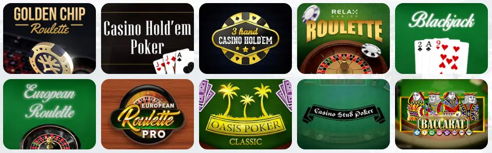 Jeux de table au Rabona Casino